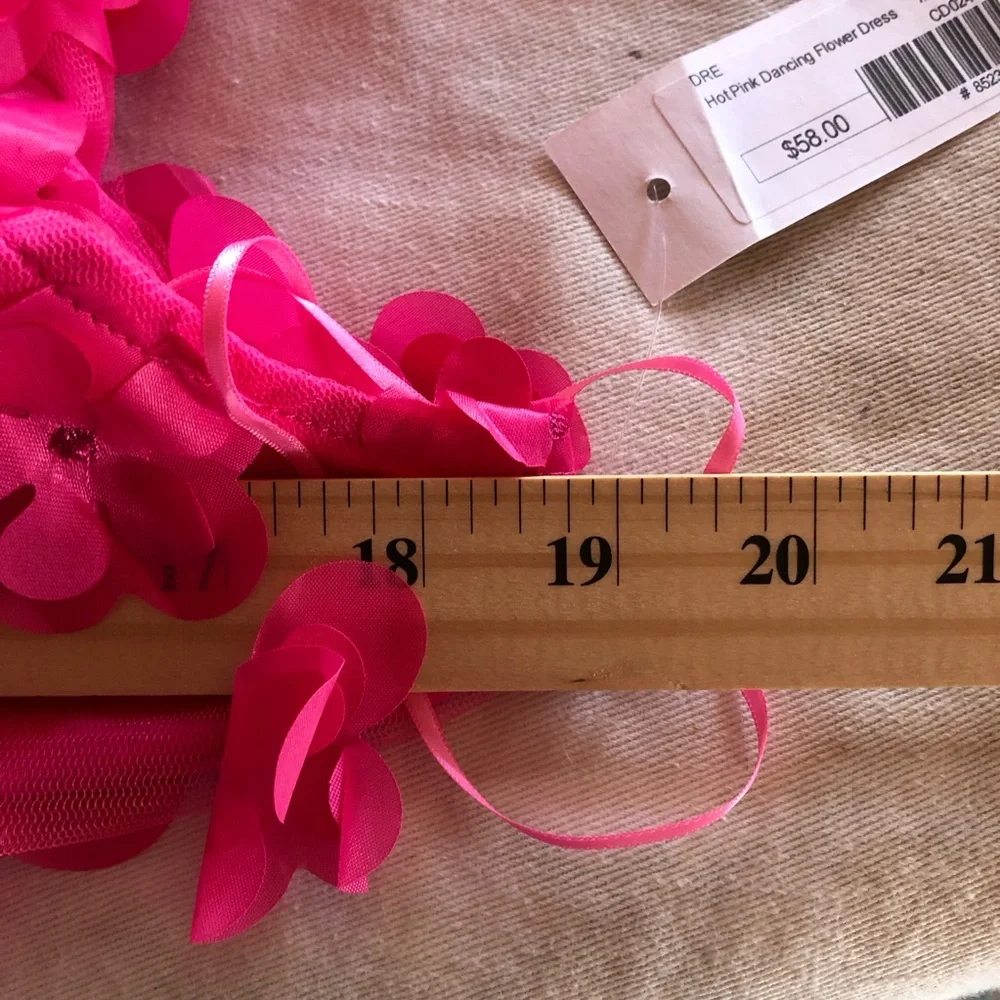 TCEC Pink 3D Floral Mini Halter Dress With Back Bow Tie Size M Valentine Party